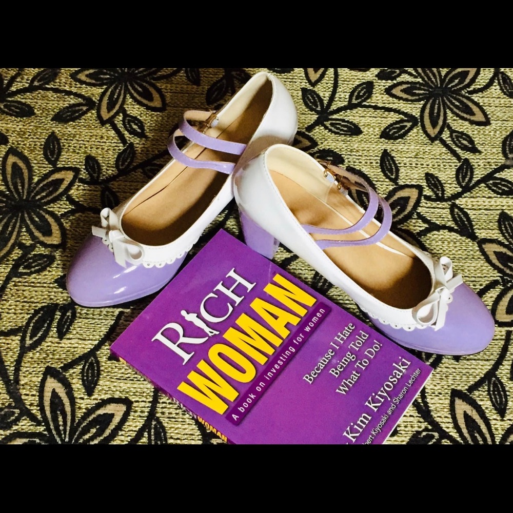 ❤️ NEW Vintage Heels Shoes Purple White - Picture 5 of 6